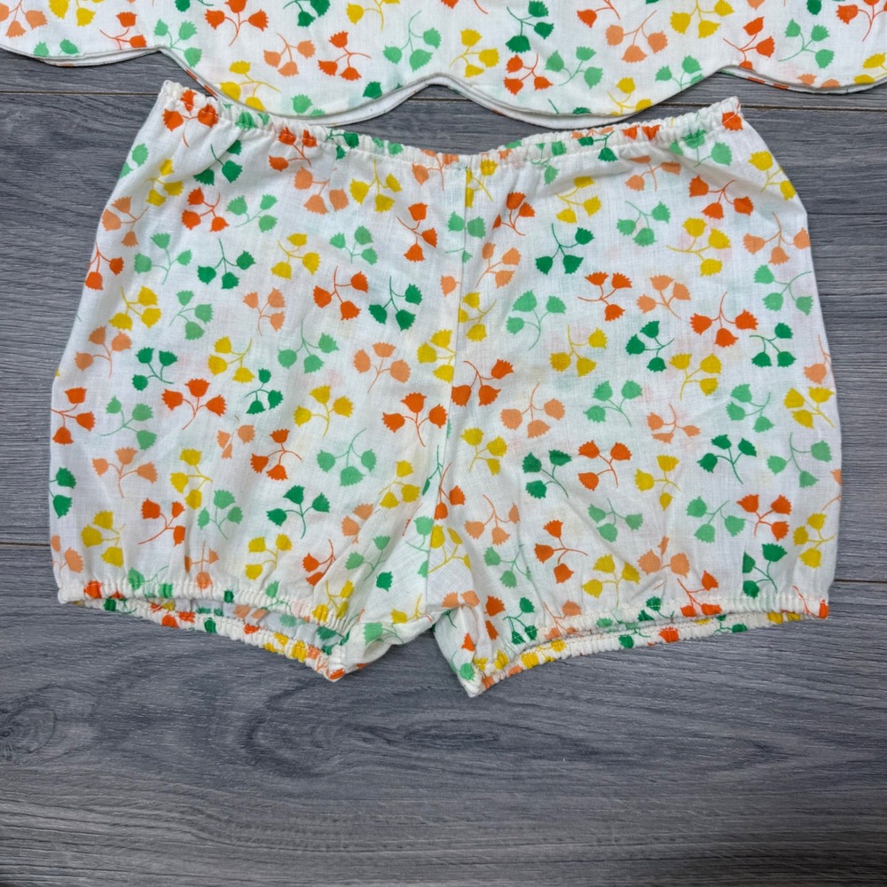 Vintage Carter's Girls Floral Scalloped Top & Bloomers 3T Orange Green Yellow - Picture 3 of 9